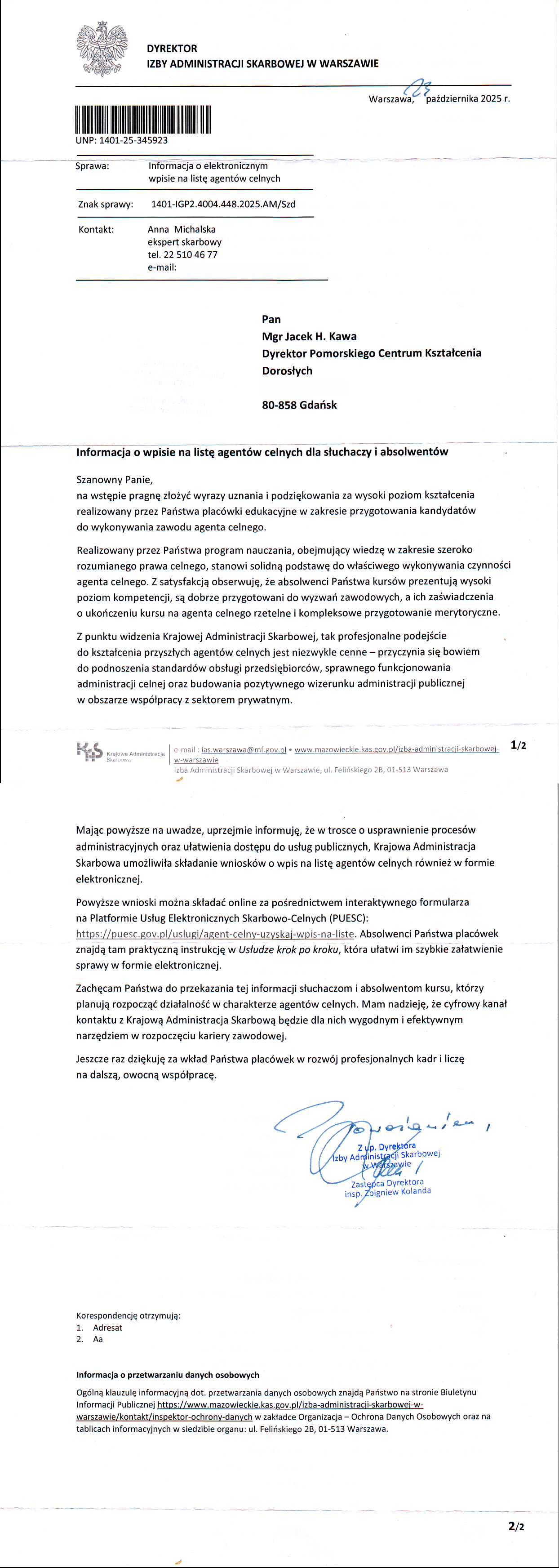 Agent celny rekomendacja IAS